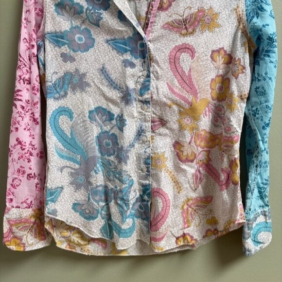 Cino Womens Patchwork Artsy Button Up Shirt Size XS Boho Hippie Festival Paisley - Picture 3 of 10